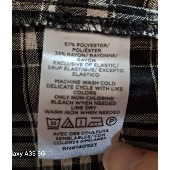 NWT Black & White Plaid Smocked Midi Dress By Loft Outlet XL 3/4 Sleeves Elastic - Picture 8 of 8